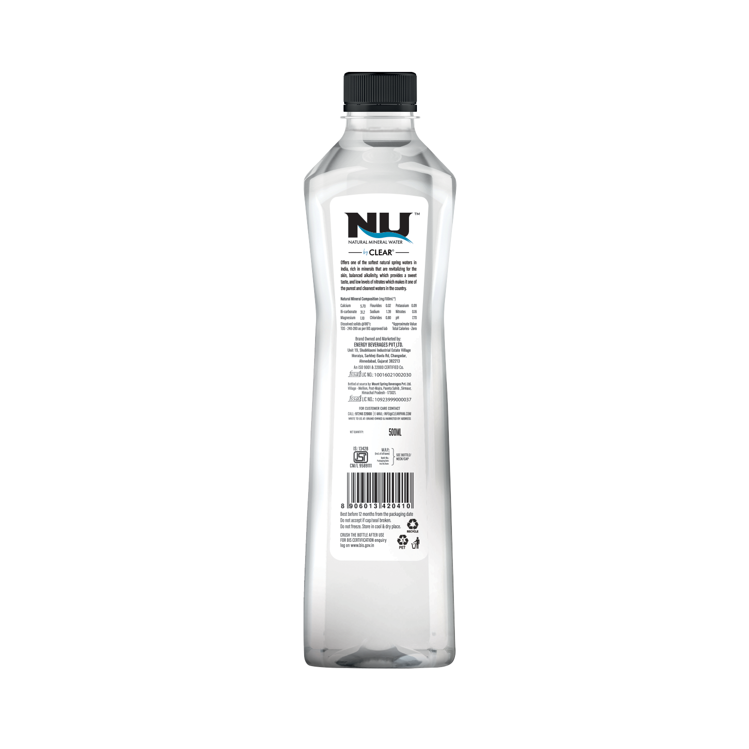 Nubyclear Natural Mineral Water 500ml Bottle - Pack Of 24